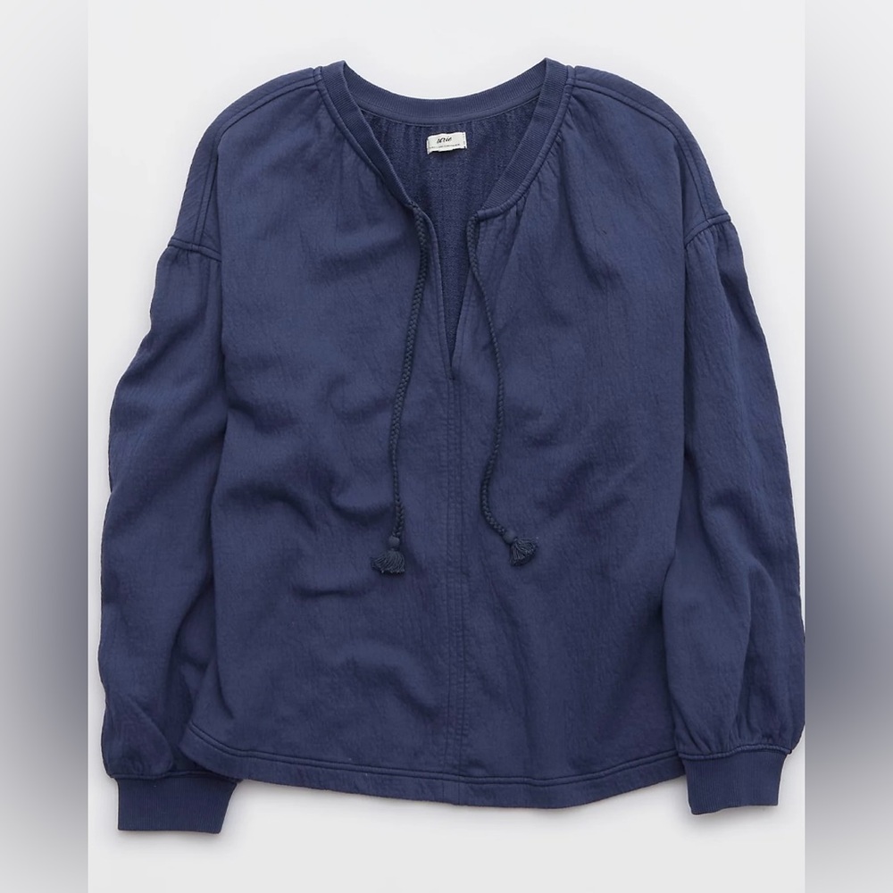 NWT(in packaging)Aerie Easy Street Sweatshirt Premium cotton Navy Blue - Picture 3 of 6